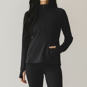 Black Half-Zip Athletic Quarter-Zip Pullover